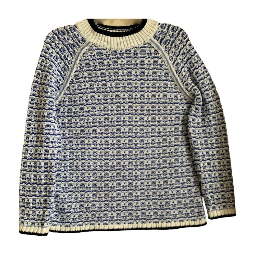 TALBOTS Womens' Blue & White Textured Stripe Mockneck Sweater Size L - Picture 3 of 9
